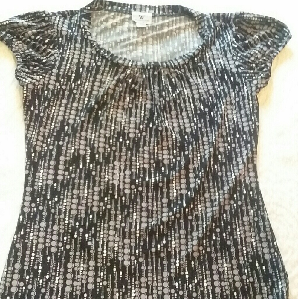 Worthington Black White Grey Stretch Blouse SP